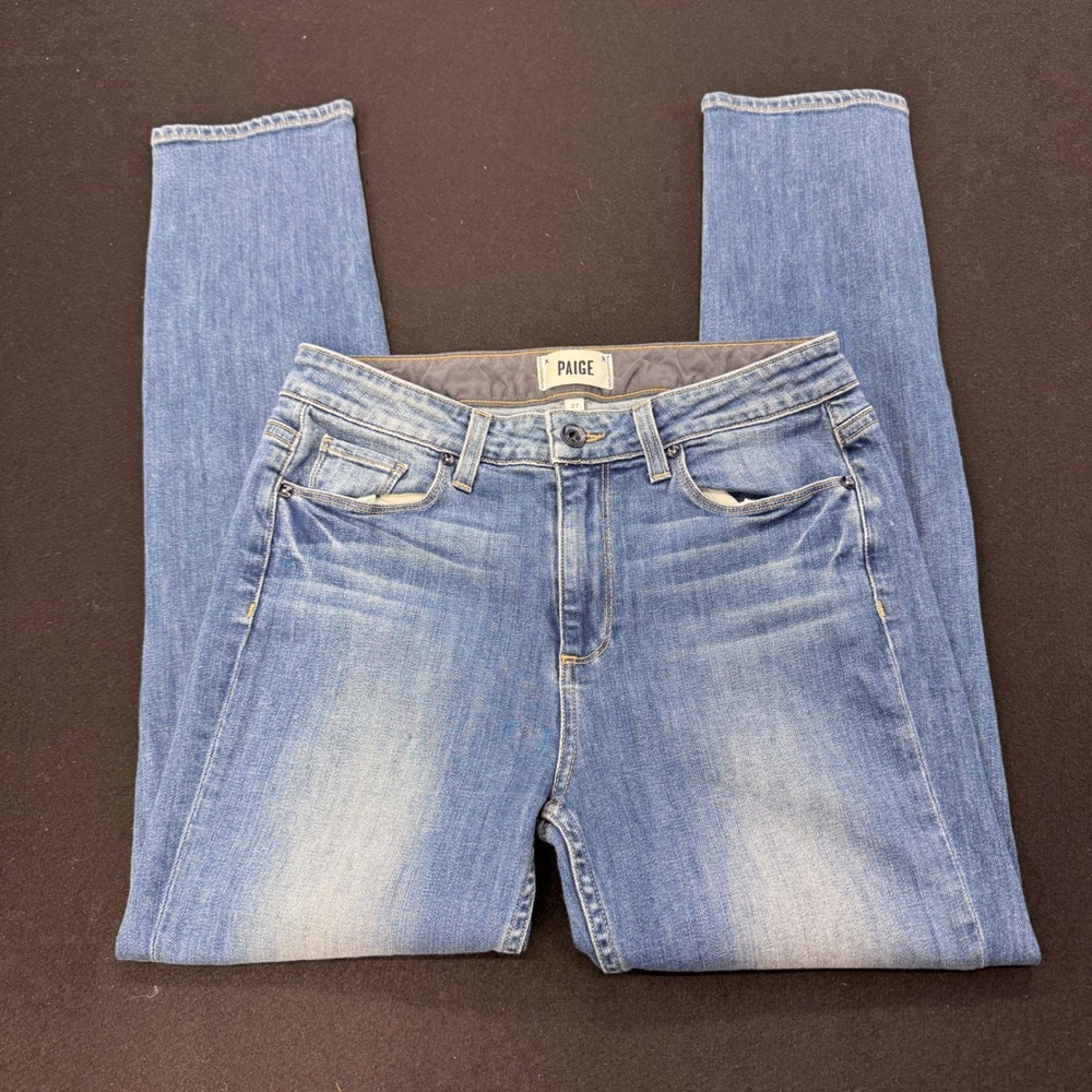Paige Womens Mid Rise Skinny Jeans Medium Wash Denim Size 27 Made in USA